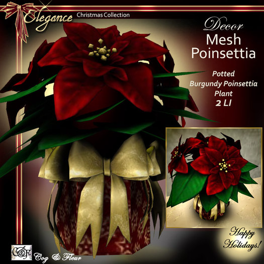 C&F Mesh Poinsettia in Pot w Bow 2 LI