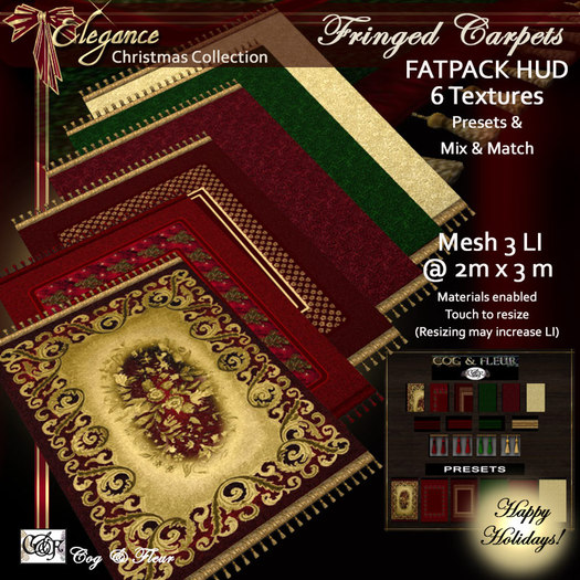C&F Mesh Xmas Rugs w Tassles Fatpack HUD