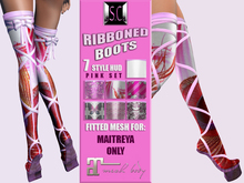 .:S.C:. Silky Ribboned Boots - Pink Set - Maitreya