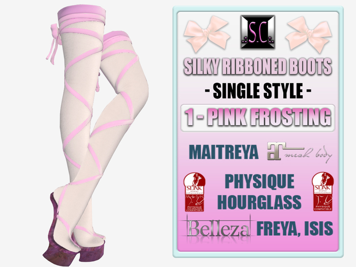.:S.C:. Ribbon Boots - 1 - Pink Frosting