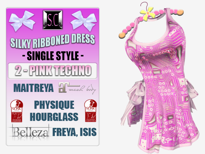 .:S.C:. Ribbon Dress - 2 - Pink Techno