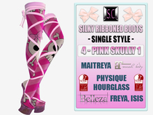 .:S.C:. Ribbon Boots - 4 - Pink Skully 1