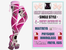 .:S.C:. Ribbon Boots - 4 - Pink Skully 2