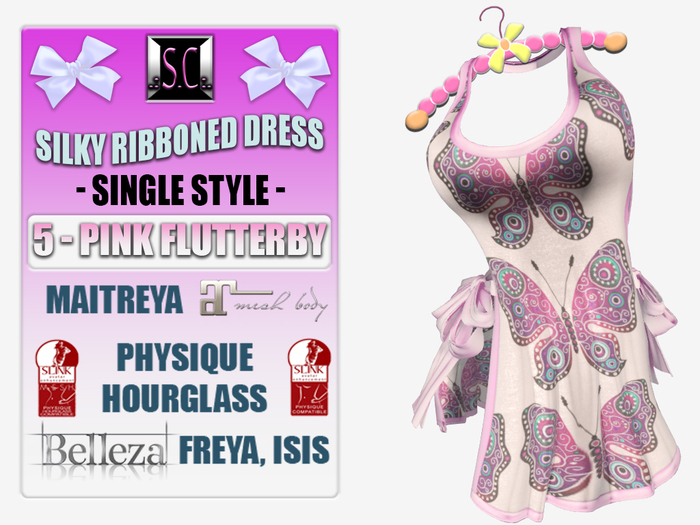 .:S.C:. Ribbon Dress - 5 - Pink Flutterby