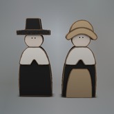 Wooden Pilgrim Couple Mesh Yard Signs (Fatpack)