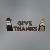 Wooden Pilgrim Couple Give Thanks Mesh Yard Sign (Small)