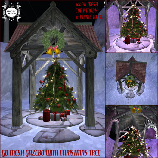 GD MESH GAZEBO WITH CHRISTMAS TREE