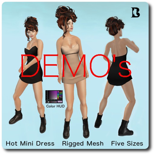 Blackburns Hot Mini Dress DEMO Rigged 5 Sizes