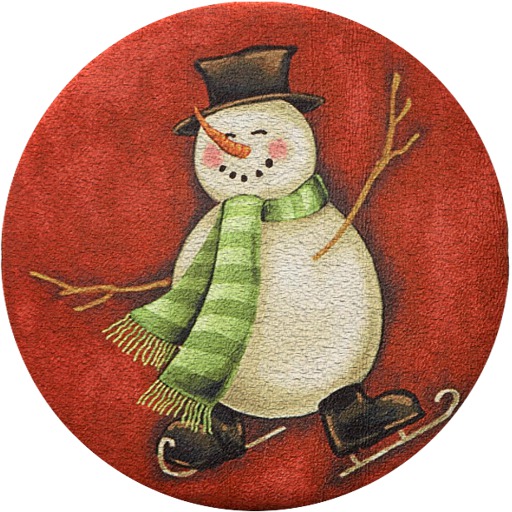 Christmas - Rug - Dancing Snowman - Round (MESH)