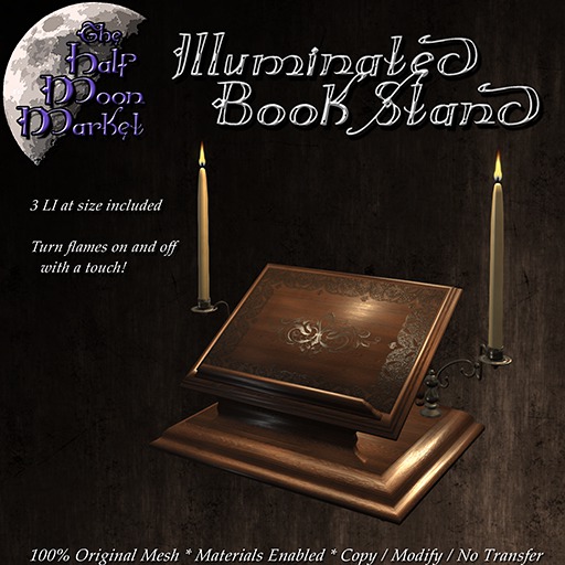 Second Life Marketplace The Half Moon Market Illuminated Book Stand