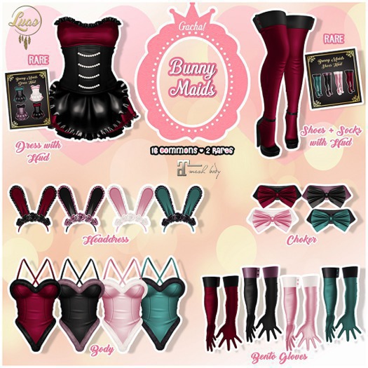 Luas Bunny Maids Choker Teal & Grey