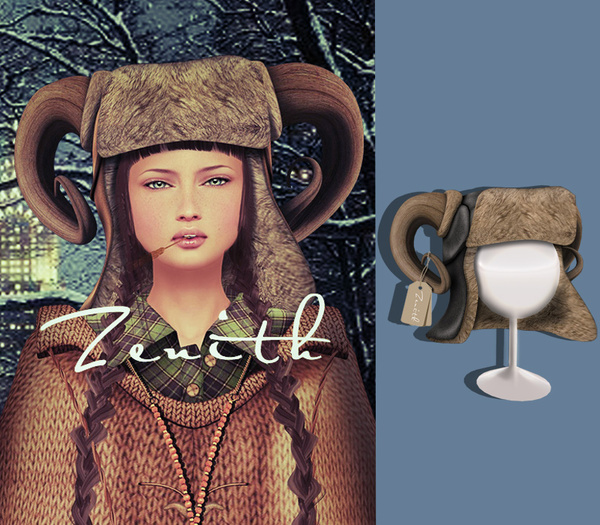 =Zenith=Leather trapper hat (Gray)