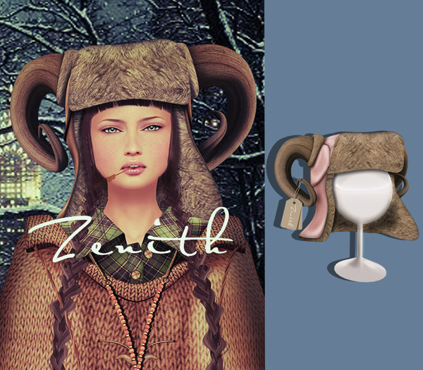 =Zenith=Leather trapper hat (Rose)