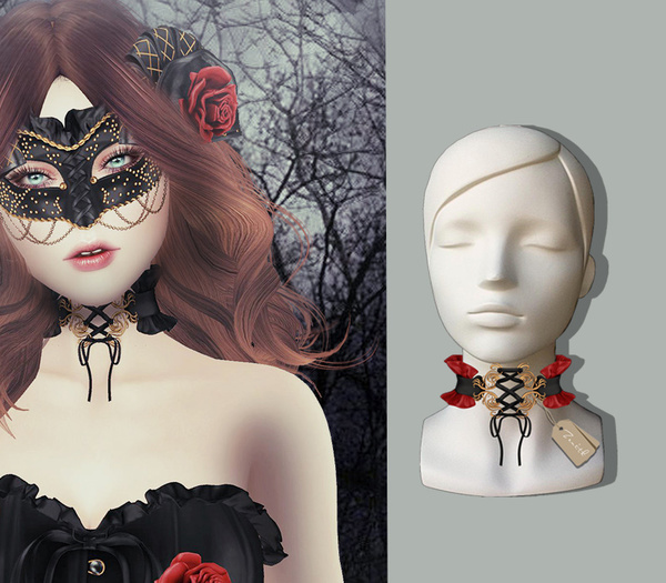 =Zenith=Gothic Choker Victorian Collar (Red Mix)