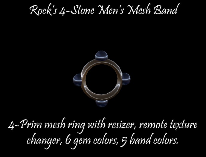 Rock's 4-Stone Men's Mesh Ring (Boxed)