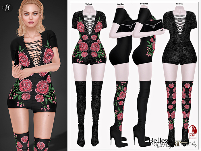 [hh] Chantal Leather and Velvet Outfit