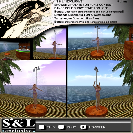 * S & L * EXCLUSIVE* SHOWER 2 ROTATE FOR FUN & CONTEST- DANCE POLE SHOWER