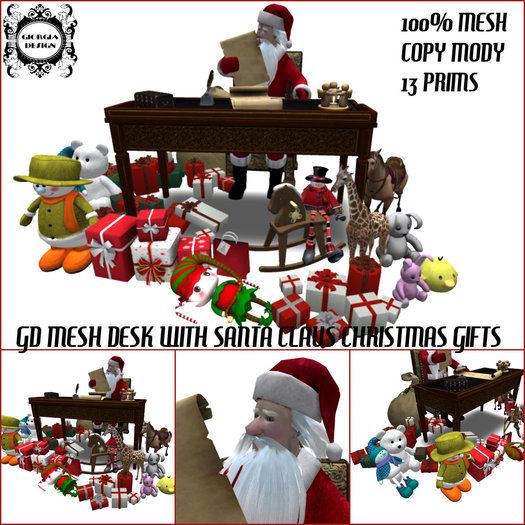 GD MESH DESK WITH SANTA CLAUS CHRISTMAS GIFTS