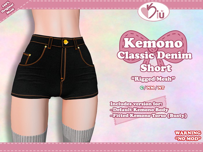 *>Kiu<* - Kemono Classic Denim Shorts_Black