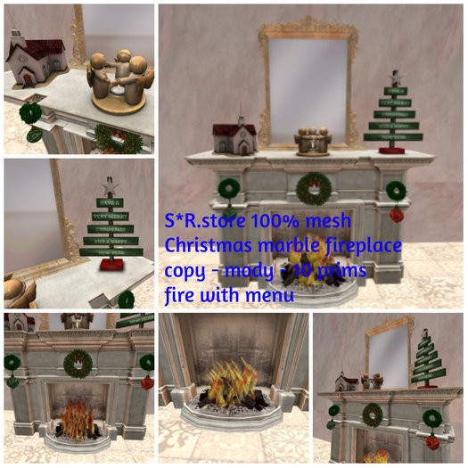 S*R.store 100% mesh  Christmas marble fireplace