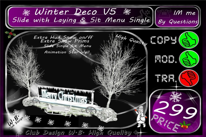 * Merry Christmas Deco * EXTRA Hud Snow Button on/off *