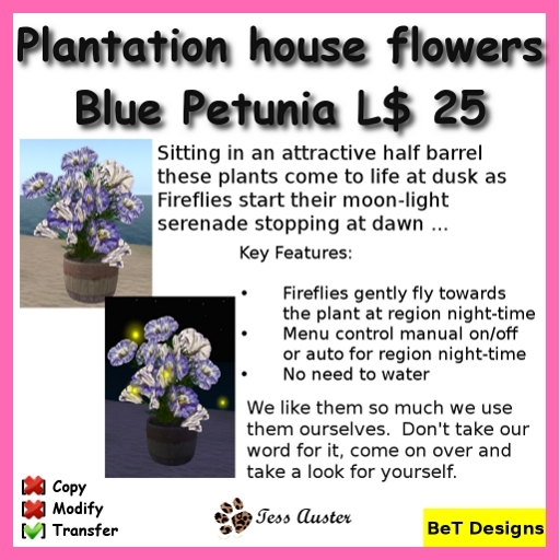 Blue Petunia with Fireflies