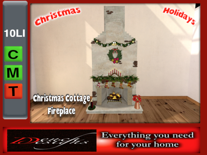 Christmas Cottage Fireplace by Dench Designs