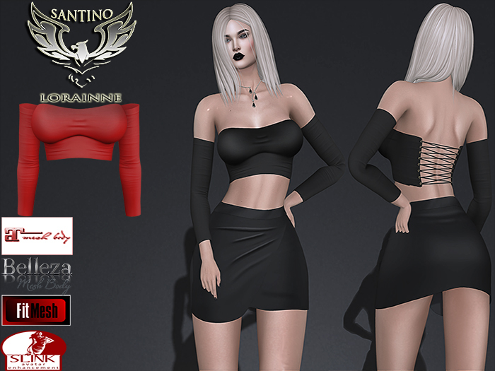 Santino Design-Off shoulder Lace Top-Red