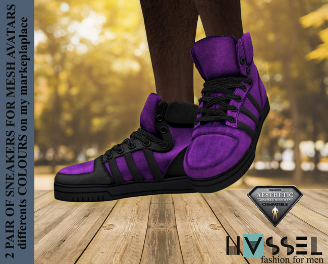 (HASSEL) 2 PAIR OF SNEAKERS C1 PURPLE (UNPACK)