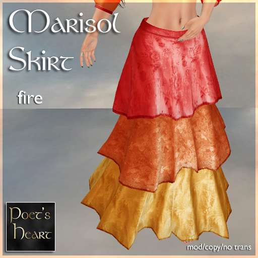 Poet's Heart - Marisol Skirt - Fire
