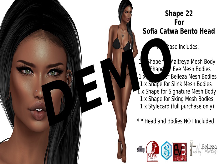 Shape 22 DEMO for Sofia Catwa Bento Mesh Head