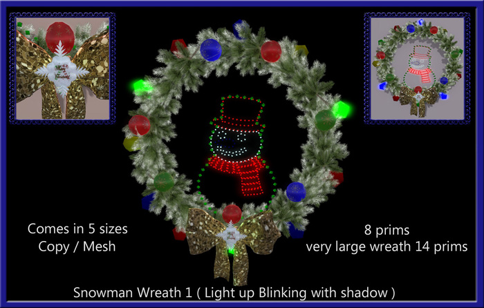 Snowman Wreath 1 ( Blinking Light up )