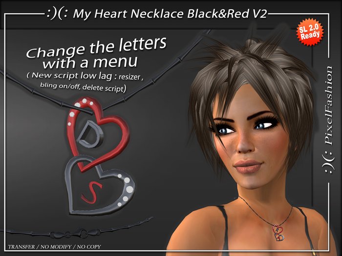 :)(: My Heart Necklace Black&Red