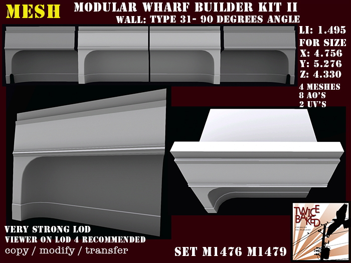 "TB" Modular wharf builder kit II wall 31 M1476 M1479
