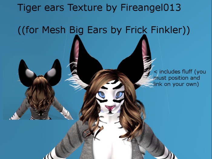 Second Life Marketplace Tiger Ears Texture for Big Ears (BOX)