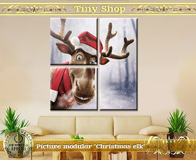 Picture modular "Christmas elk" 100%mesh (full perm).