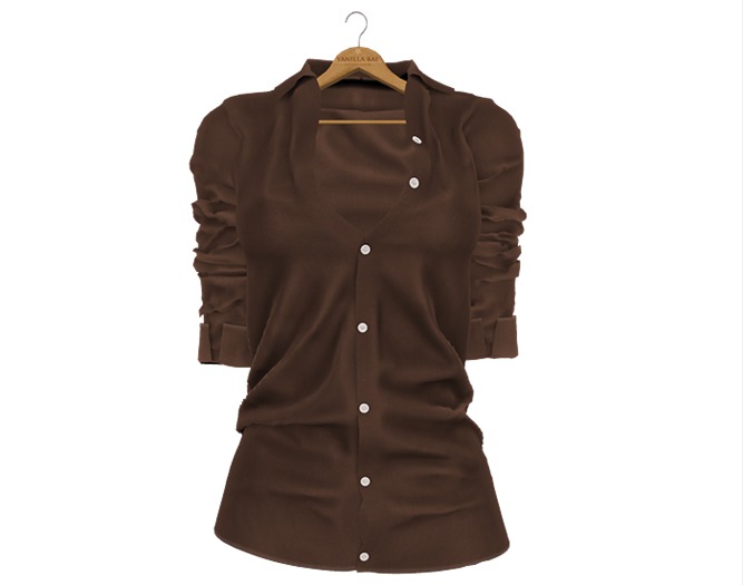 * Vanilla Bae * The Boyfriend Shirt in Brown / Strip Me / Maitreya, Slink Hourglass, Belleza Freya
