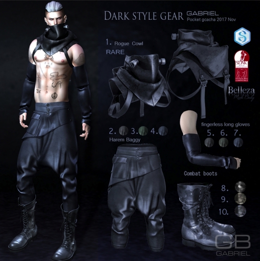 9.::GB:: Fingerless long gloves / Forest