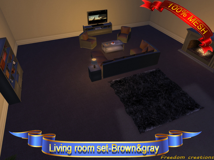 Mesh living room set(brown&gray)-Freedom creations