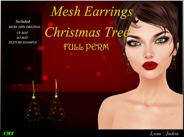 -Lamu Fashion-Mesh Christmas tree Earrings FULL PERM