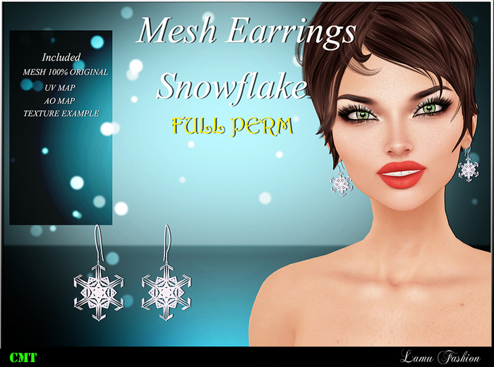 -Lamu Fashion-Mesh Snowflake Earrings FULL PERM