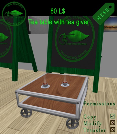 Mesh Tea table with tea giver