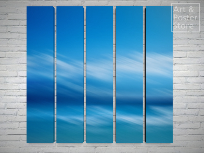Arte abstracto Skyscape colocado a través de 5 paneles de pared de lona