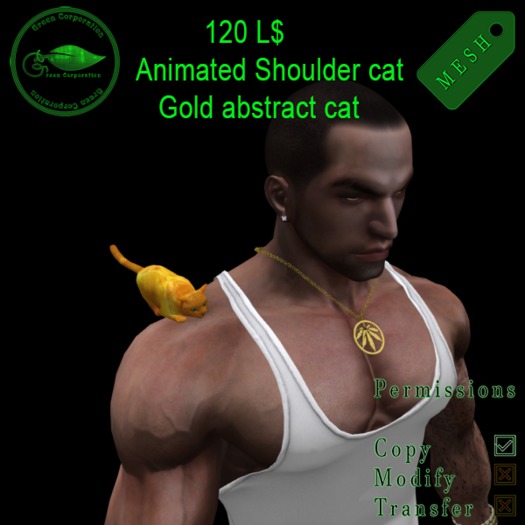 Animated Mesh Gold abstract shoulder cat