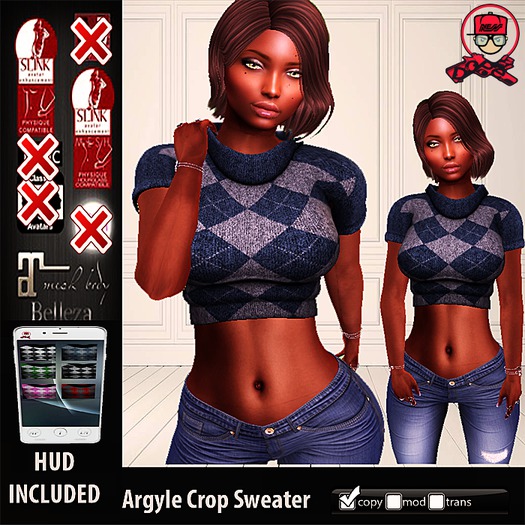 [DOPE] Argyle Crop Sweater BAG