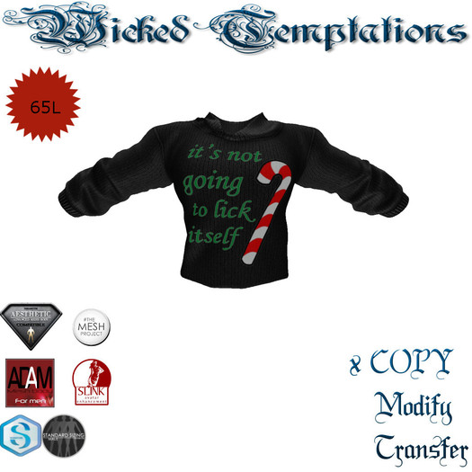 *WT* Candy Cane Christmas Sweater Black