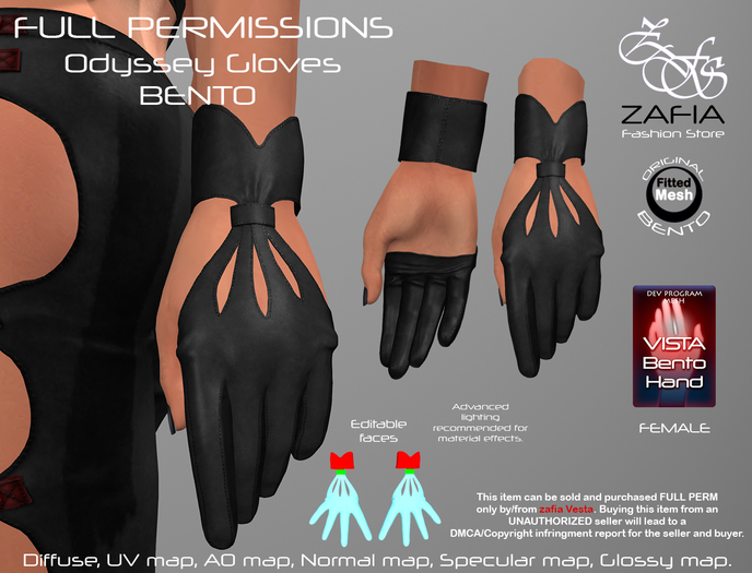 Full Perm-ZAFIA Odyssey Gloves-Vista Female-BENTO