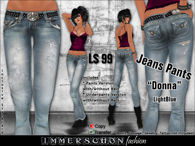 SALE - Immerschoen Girl - Jeans Pants 'Donna' (LightBlue) 