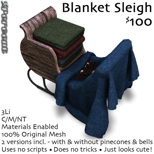 Second Life Marketplace Blanket Sleigh *MESH*