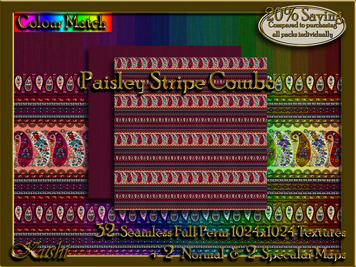Paisley Stripe Combo Seamless Textures